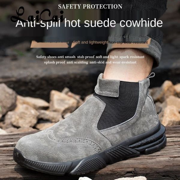 Botas nuevas para soldadores eléctricos zapatos protectores antscald antisamonamiento de hombres una anpenetración lightweigh breathabl hightop trabajo zapato