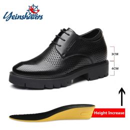 Laarzen New Hollow Summer/Winter Platform Hoge hak 4/7/9 cm hoogte Groei Formele mannen Derby Lederen schoenman Kleedschoenen Lift