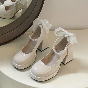 Boots New Mary Jane Femmes pompes Lolita Round Toe Chaussures Ladies épaisses talons hauts chaussures Femme Fashion printemp