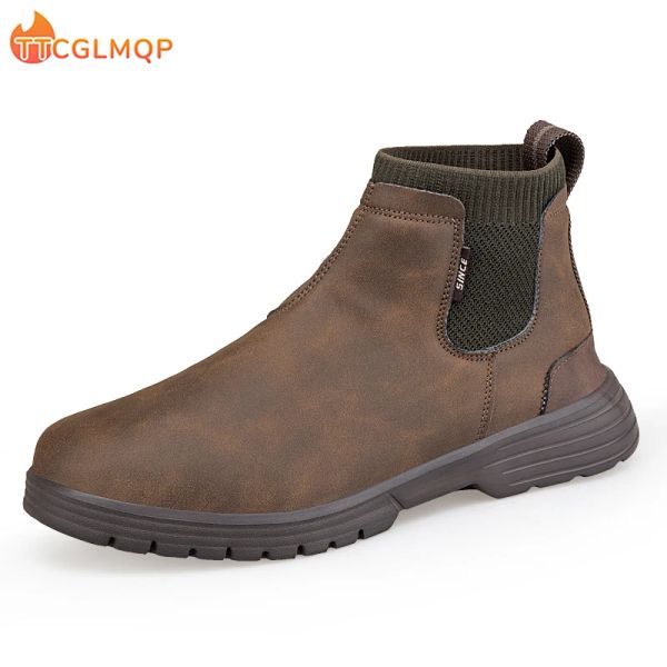 Botas Nuevas botas para hombres cuero impermeable hombres Chelsea Boots diseñador de marca Italia Boots Botas de moda Botas de tobillo de moda