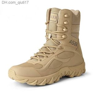 Bottes Nouveaux Hommes de Haute Qualité Marque Bottes En Cuir Militaire Forces Spéciales Tactique Désert Combat Hommes Chaussures De Plein Air Cheville Z230803