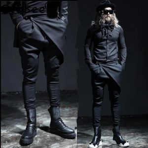 Boots New Men's Pant masculin masculin Jupe décontractée pantalon pantalon pour hommes spectacle de scène punk slim bottes noir pant