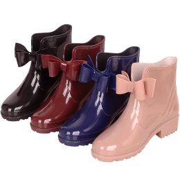 Bottes nouvelles bottes en caoutchouc pour femmes PVC Ankle Rain Boots étanche à la mode Femme Femme Boot élastique Chaussures Rainy Chaussures Femme 896