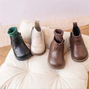Botas nuevas zapatillas de baby spring/otoño de cuero niños botas de tobillo de tobillo