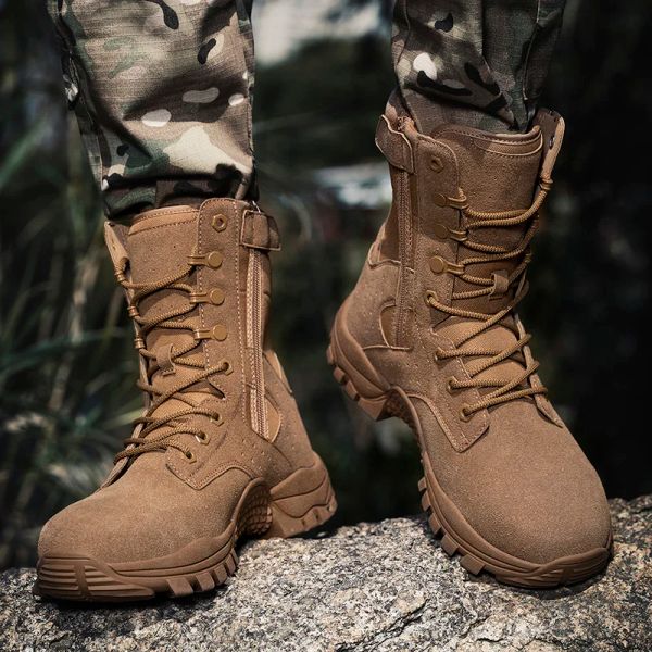Boots Nouveaux bottes de désert de l'armée militaire tactique imperméable pour les hommes randonnée au milieu de la veille des hommes de combat pour hommes
