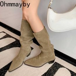 Boots New Western Cowboy Fashion Slip on Kneehigh Botas de Mujer Square Talon Femme Knight Long Hiver 2022 Chaussures pour femmes 221013