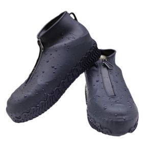 Bottes nouvelles chaussures en caoutchouc à fermeture éclair couvrent les femmes unisexes hommes chaussures imperméables réutilisables couvrent les chaussures de couvercle de pluie en silicone sans glissement noir blanc