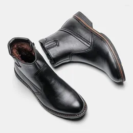 Bottes beaux hiver pour les hommes chauds wootten marque à la glissière en cuir masculin Taille 40-45 Chaussures de cheville # 5266