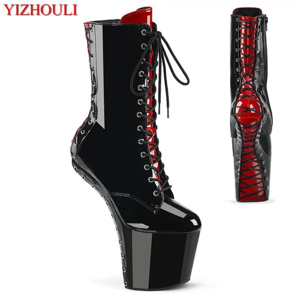 Bottes pas de talon 20cm Hate Sky High Pole Dancing Talons, taille Sexy Cross Laceup Imperproping Platform Fatwalk Boots Both