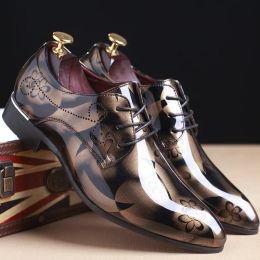 Bottes Bureau Hommes habit chaussures motif floral hommes chaussures en cuir formelles de luxe de luxe de marié de mariée Chaussures hommes oxford chaussures plus 3748