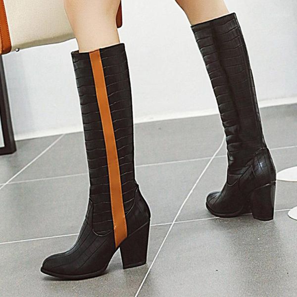 Botas a la venta, talla grande 43, tacones gruesos, zapatos de invierno de ajuste ancho para mujer1