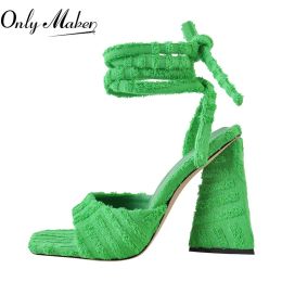 Botas Onlymaker Summer Mujeres Síntesis Peep Peep Toble Correa de tobillo Tisos gruesos Partido de moda madura zapatos diarios