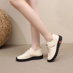 Boots Chaussures de femme orthopédique larges maman maman noir imperméable flats lacets 2022 Chaussures en cuir mocassin pour femmes amorties