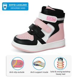 Laarzen Ortoluckland Kinderschoenen Meisjes Orthopedische Lederen Sneakers Mode Kinderen Peuter Lente Roze Laarzen Met Ortic Arch Binnenzool 230925