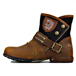 Bottes Otto Zone Angleterre Western Véritable Cuir Mens Moto Boutons Cheville Casual Homme 5008-1-7-AB