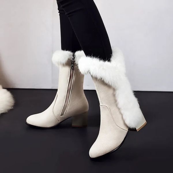 Botas de gran tamaño de gran tamaño botas de moda para mujer de gran tamaño punta redonda botas de invierno de tacón grueso para mujer cómodas 231129