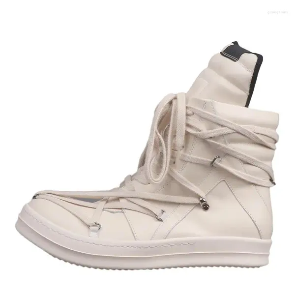 Bottes surdimensionnées unisexes en cuir chaussures décontractées Rmk Owews Hip Hop Streetwear baskets hommes femmes personnalité fermeture éclair Mtorcycle