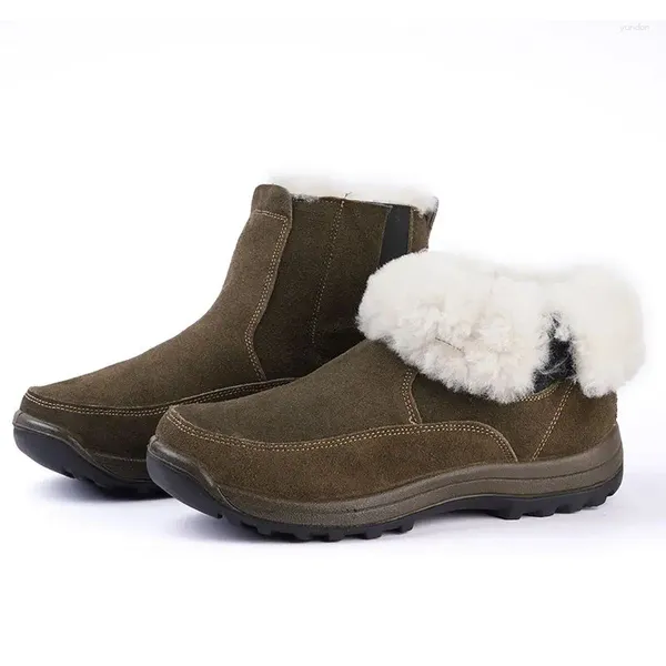 Boots ovxuan hiver extérieur pour hommes Chaussures de neige vintage VILTINE Cuir Safety Botas Hombre Traineurs en peluche chaude marche