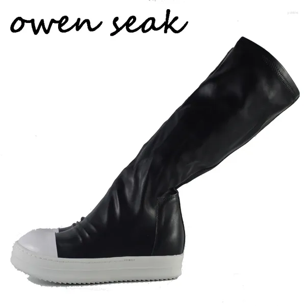 Bottes Owen Seak Women Chaussures Knee High Luxury Trainers Hiver Casual Brand Fashion Sneakers Snow Flats Black