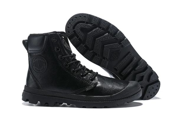 Botas Palladium Men de cuero negro Pampa Boots de trabajo de tobillo táctico del ejército, zapatos informales de seguridad para caminar de alta calidad