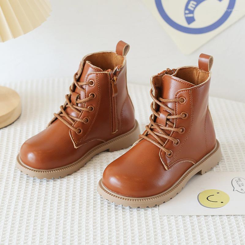 Botas Zapatos de rendimiento Niños Estilo británico Cuero Estudiante Zapatos para niños para niña 2023 Primavera Otoño Botas de tobillo