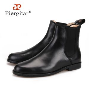 Boots Piergitar 2018 Classic Styling Handmade Black Italian Leather Men Boots Bots con cualquier cosa, desde denim hasta ropa formal