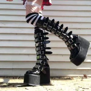 Bottes plate-forme bottes de style punk sombre