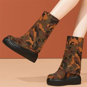 Laarzen platform pompen schoenen vrouwen echte lederen wiggen hoge hak militaire vrouwelijke top winter mode sneakers casual