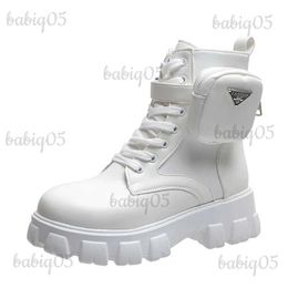 Botas Zapatos de plataforma para mujer Botas blancas Nuevas cuñas Mujer con cordones Zapatos góticos Oxford de cuero Botines de motocicleta Botines Mujer T231117