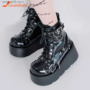 Bottes plate-forme coins bottines pour femmes pour femmes gothiques vampire cosplay street femmes chaussures de moto