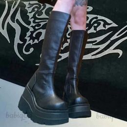 Laarzen Platform Vrouwen Combat Winter Hakken Kwaliteit Lange Dij Hoge Rits Knie Hoge Laarzen 2023 Nieuwe Mode Botas Mujer Gothic punk Laarzen T231117