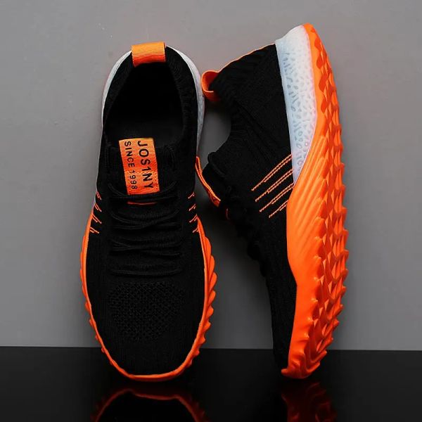 Boots Plus taille Light Weight Mesh Men Sport Chaussures Femme Sneakers Man Black Orange Breathable Running Shoes Men's Sports Gym D436