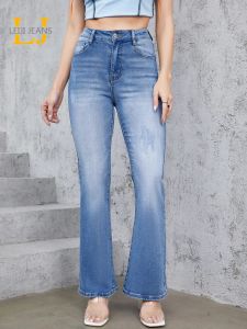 Botas de talla de talla de talla de talla de talla de talla de talla alta jeans altos jeans altos estiramientos de 100 kgs de longitud completa 175 cms de altura jeans bootcut denim para mamá