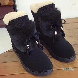 Bottes en peluche neige femmes antidérapantes hiver court femme garder au chaud à lacets chaussures décontractées