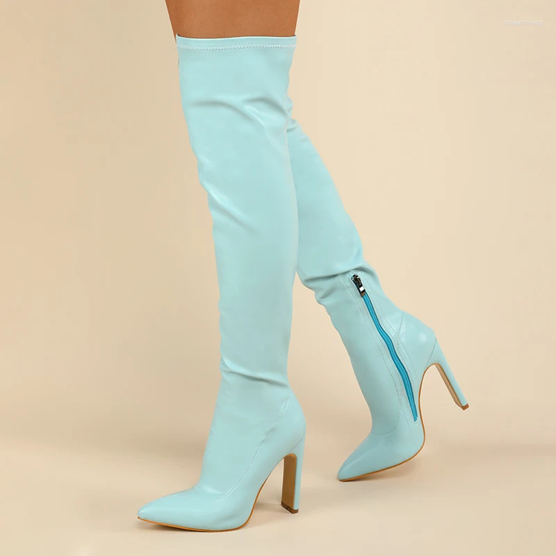 Boots Pointed Toe Super High Profiled Heel Sexy Tight Simple Style Stretch Fabric Side Zip Women's Over The Knee