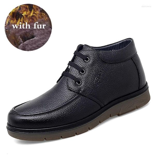 Bottes Pop hommes belle cuir véritable haute qualité cheville automne hiver affaires Plus fourrure homme chaussures travail neige