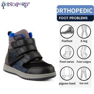Princepard bottines pour filles garçons baskets orthopédiques pour enfants avec semelles de soutien de la voûte plantaire rose gris cuir chaussures pour enfants 231012