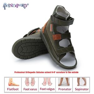 Boots PrincePard Summer Children Shoes Toddler Boys Leather Orthopedic Sandals met Arch Support Hightop Correctie Boys Sandalen