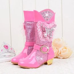Bottes Princesse filles bottes hautes hiver bottes pour enfants chaud doux mignon marque mode sur les bottes au genou pour enfants chaussures de neige 231115