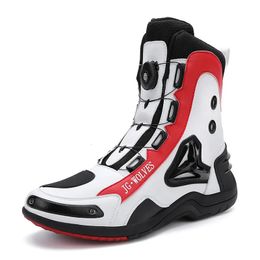 Bottes professionnelles pour hommes, bottes de moto en cuir microfibre, imperméable, laçage rapide, grande taille 47 231129