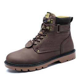 Boots Pu Leather Boots d'hiver hommes Chaussures de neige chaude