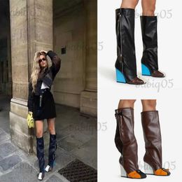 Bottes Punk Fan bottes de moto femmes fermeture éclair semelle épaisse bottes hautes tendance européenne et américaine discothèque fête bottes pour femmes T231025