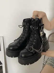 Boots Punk Girl Sweet Shet Bottom Tedge Lolita Short High Heel Fomes Fashion Gothic Anime Lace Up Goth Chaussures
