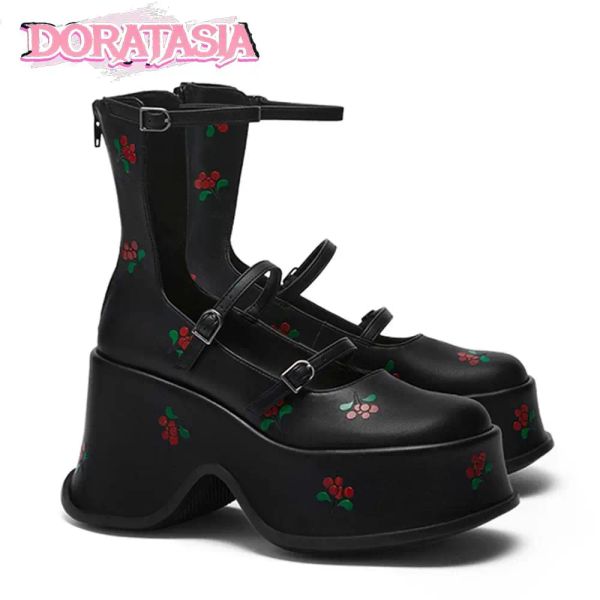 Boots Punk Goth High Heel Plateforme Femmes Marier Jane Pumps Fashion Design Marque Lolita Coup Cool Cosplay Shoes Girl Y2K