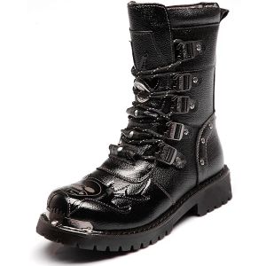 Laarzen punky stijl mannen vechten laarzen man buiten casual dersert schoenen heren militaire laarzen mode middencalf lederen motorfiets laarzen