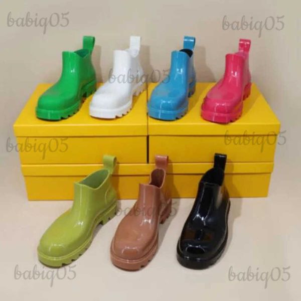 Botas Botas de lluvia para mujer Nuevo en Luxur Fondo grueso Color caramelo Chanclas de lluvia para mujer Botas cortas de gelatina impermeables Envío gratis T231124