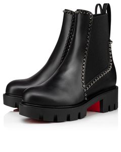 Laarzen rode botom dames lugs rubber zool enkel laarzen zwart kalf leer uit lina spike lug spiked schoenen luxe designer merken lage h1233721