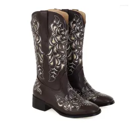 Boots Retro Broidered Fleurs