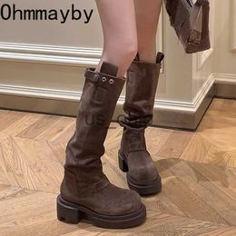 Boots retro vrouw western cowgirl boot mode -slip op knie high booties ontwerper herfst winter square hiel ridden bootties j230811