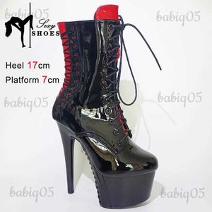 Bottes Équitation bottines équestres 20 cm 17 cm 15 cm schéma de couleurs noir et rouge bottes de chevalier sangle arrière femmes talons chaussures de danse pôle T231117